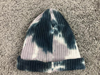 Teddy Fresh Tie-Dye Knit Beanie Hat Black Gray One Size 100% Cotton