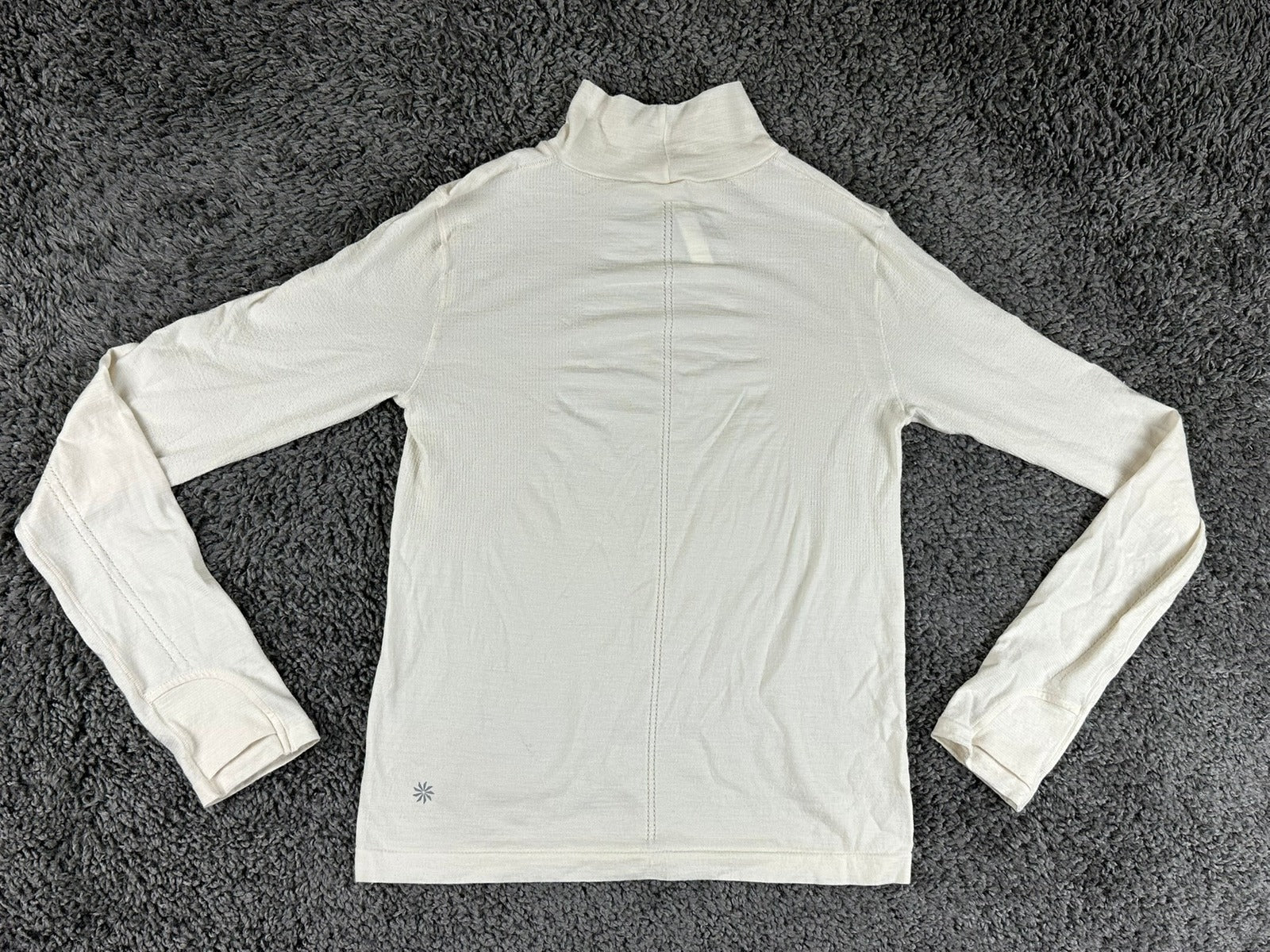 Athleta Merino Wool Blend Turtleneck Base Layer Womens S Cream Thumbholes
