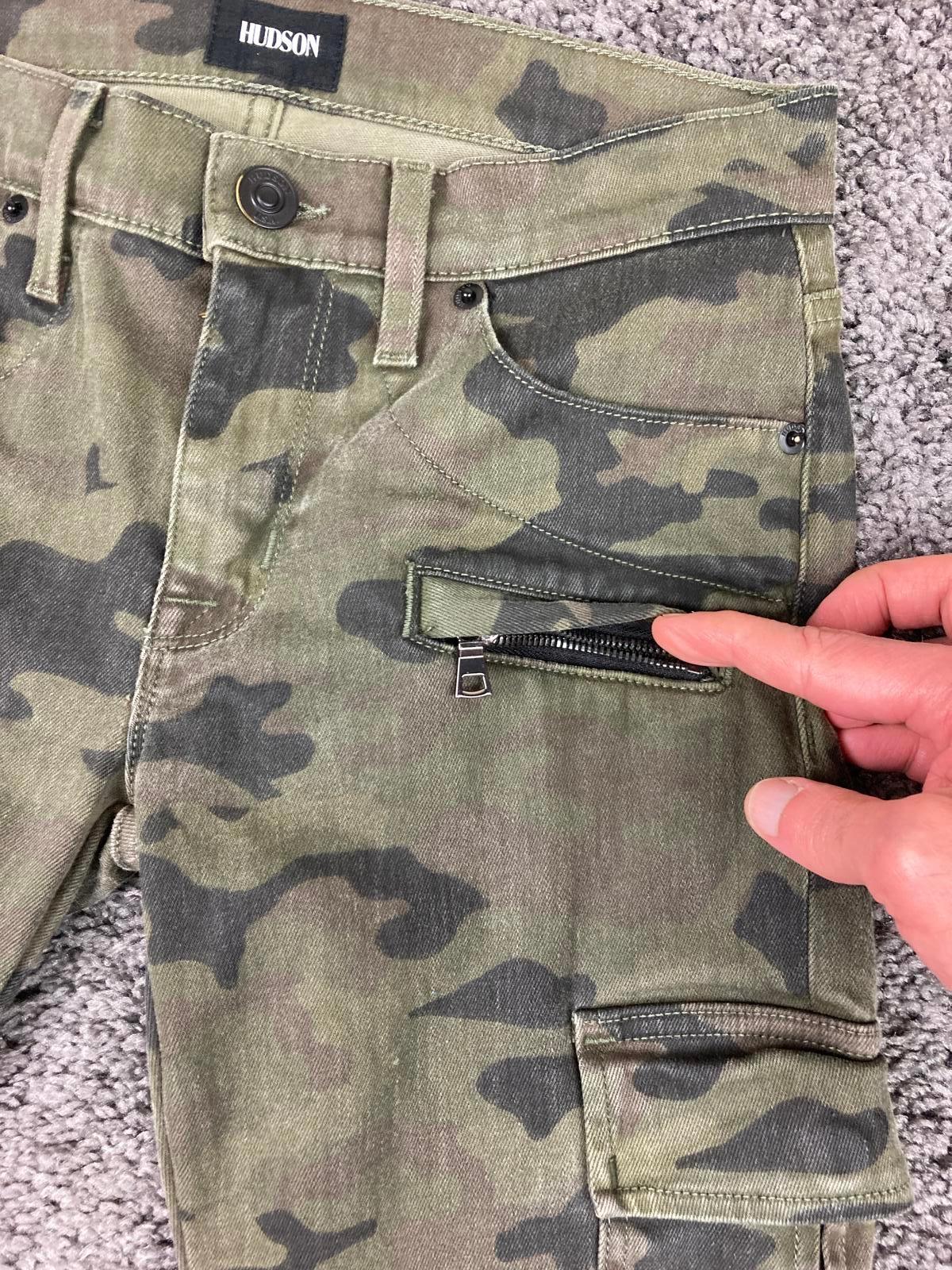 Hudson Colby Ankle Moto Skinny Cargo Pants Women’s Camo Zip Pockets Sz 25