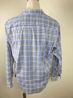 Van Heusen Flex Slim Fit Mens Plaid Dress Shirt Blue White XXL 18 18.5