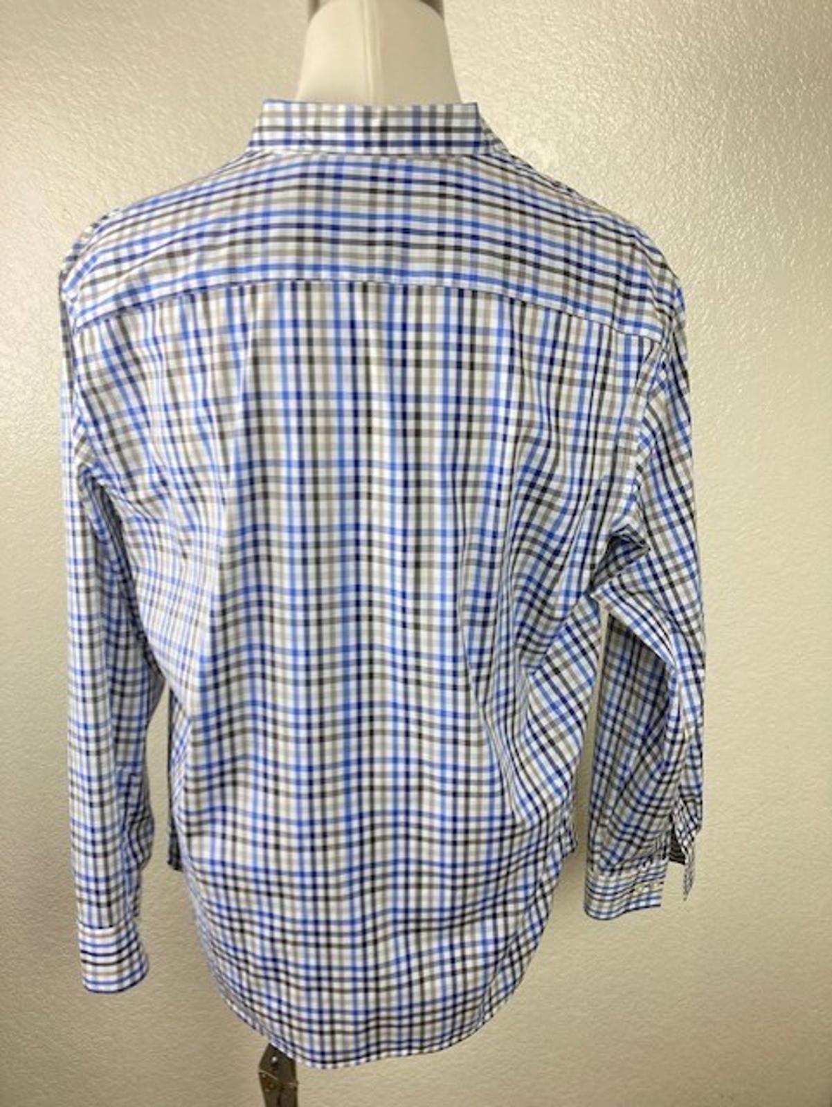 Van Heusen Flex Slim Fit Mens Plaid Dress Shirt Blue White XXL 18 18.5