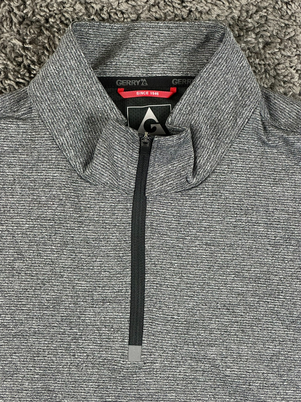 Gerry Mens Quarter Zip Pullover Gray Stretch Performance Long Sleeve Shirt Sz M
