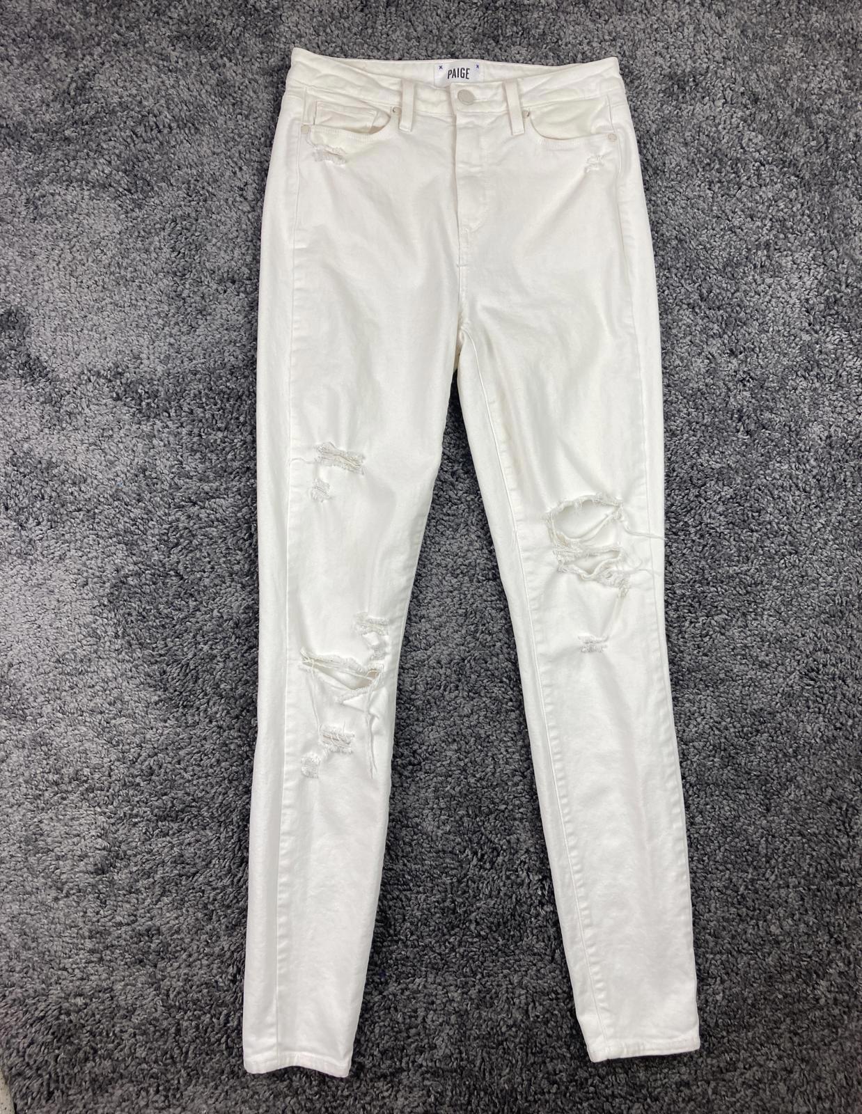 Paige Jeans Women's White Distressed Margot Ultra Skinny Size 28