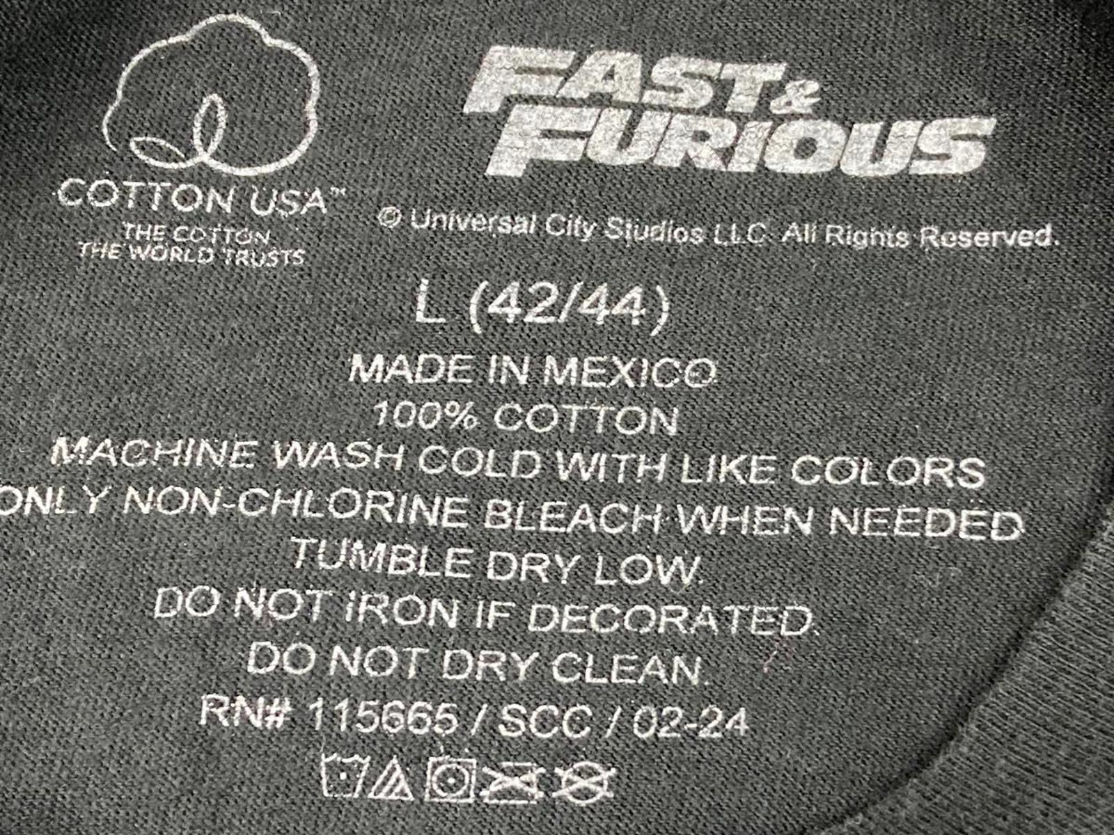 Fast & Furious Graphic T-Shirt Men Black Universal Studios Cars Movie Sz L