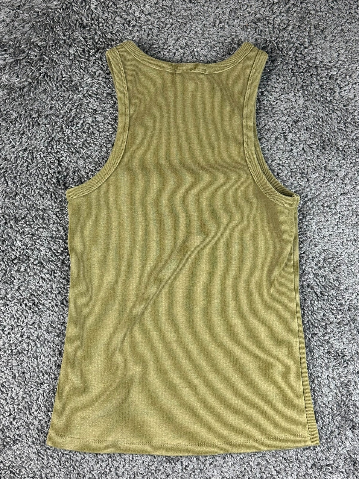AGOLDE Womens M Medium Olive Green High Neck Ribbed Tank Top USA