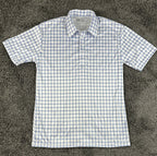 Collars & Co Dress Collar Polo Mens Large L Blue Grid Check Golf Performance