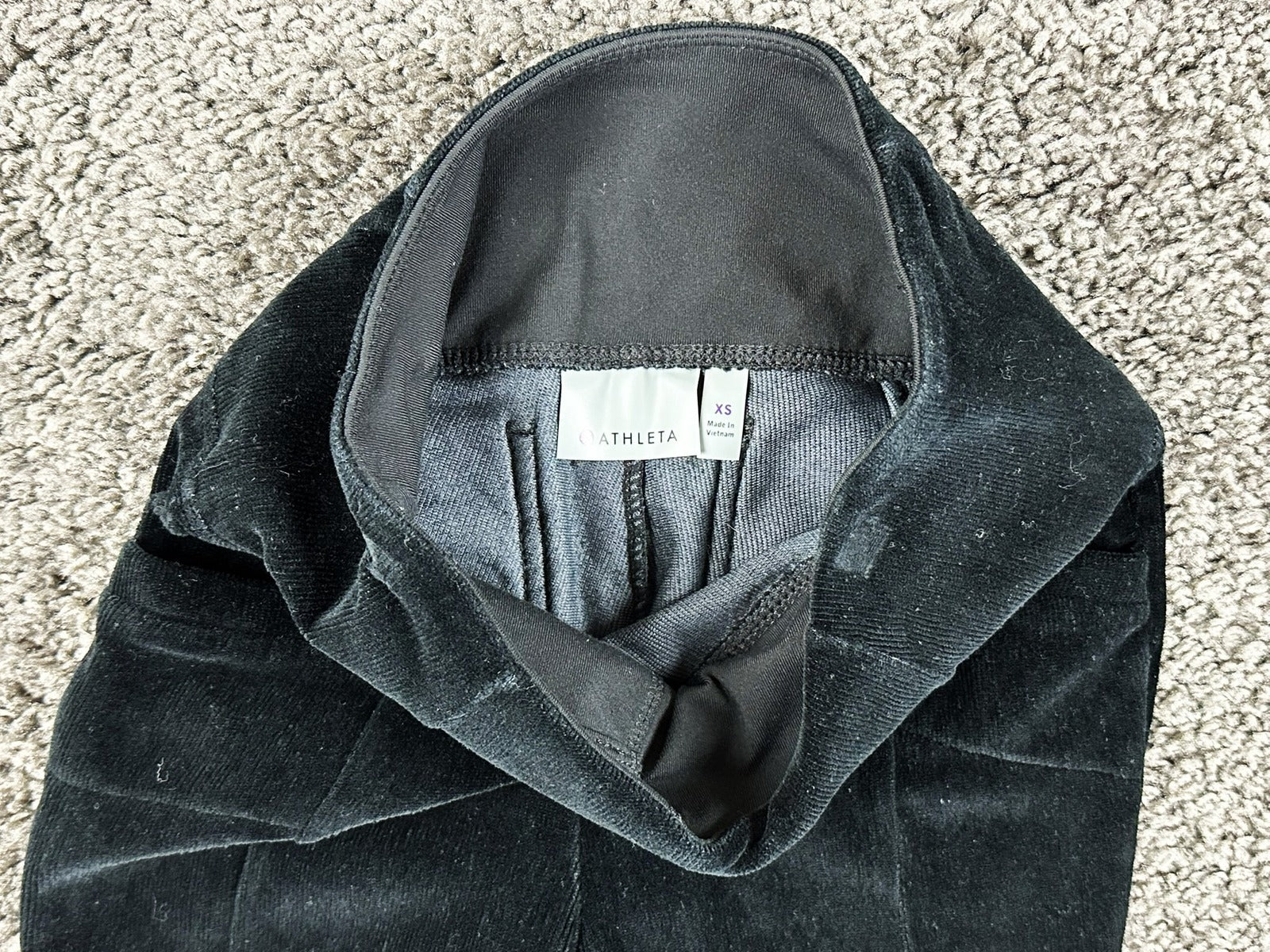 Athleta Black Corduroy Metro High Waisted Leggings Pants Pockets XS