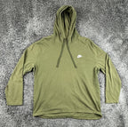 Nike Mens 2XL Olive Green Club Jersey Pullover Lightweight Hoodie Shirt