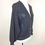Sweaters Forhey Women's Black Bead Embellished Embroidered Sweater  Sz PXL