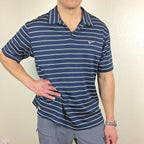 Nike Performance Polo Shirt Men’s Sz XL Blue White Striped Short Sleeve Golf Tee