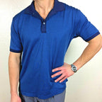 PGA Tour Mens Golf Polo Shirt XL Blue Checkered Short Sleeve Performance Top