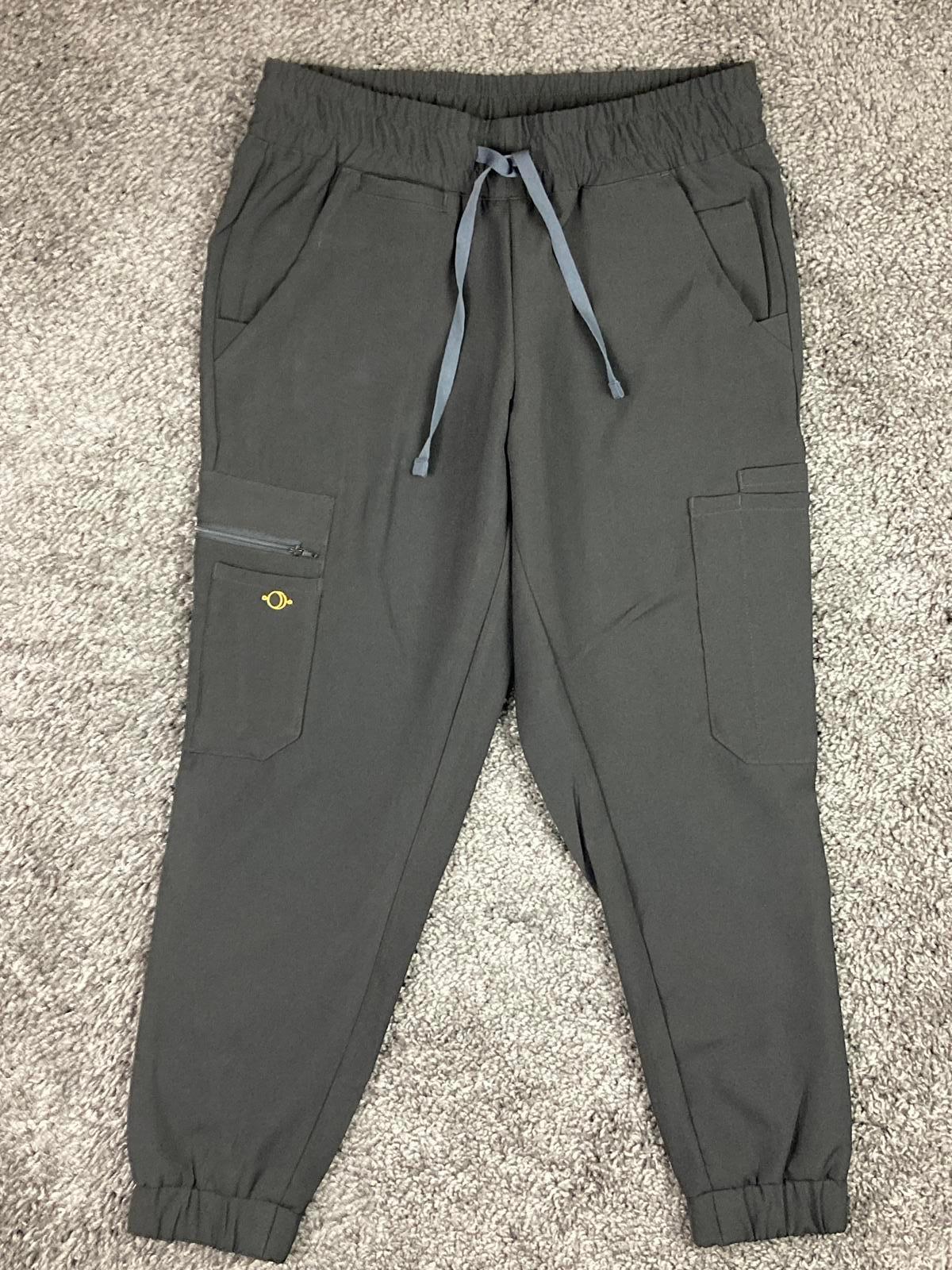 Luuna Astra Jogger Scrub Pants Womens Petite Size S Black Cargo Pockets NWT