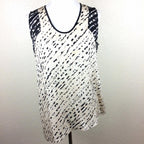 Classiques Entier Womens Silk Blend Sleeveless High Low Hem Top Tan Black Size S