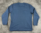 LL Bean Mens Large Tall Blue Long Sleeve Henley Shirt Chest Pocket Textured Knit
