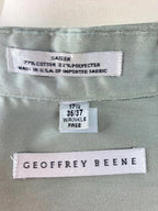 Geoffrey Beene Mens Green Sateen Dress Shirt 17.5 Neck 36 37 Sleeve Button Up