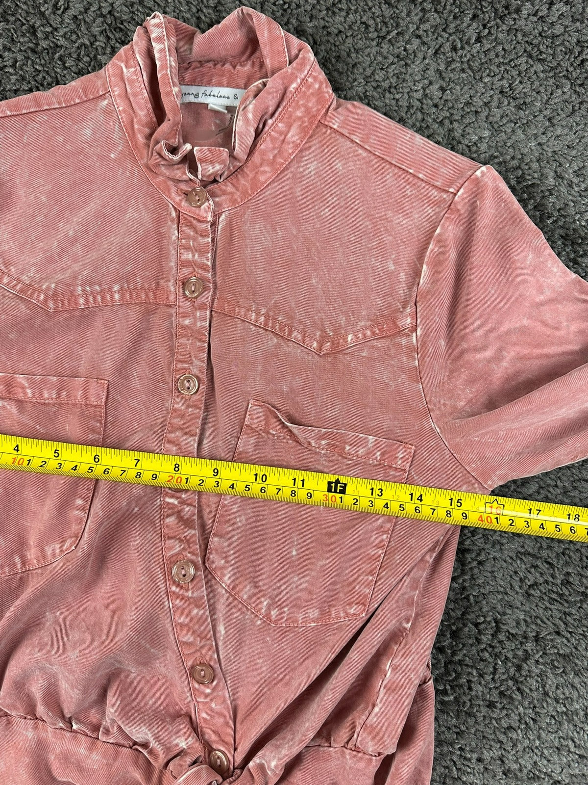 Young Fabulous & Broke Womens Shirt Dress Small Pink Mineral Wash Ruched Tencel