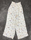 American Eagle Palazzo Pants Pull Up Ivory Floral Elastic Waist Womens Sz XS