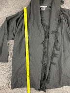 JM by Shelli Segal Fringed Open Front Cardigan Hoodie Black Medium