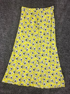 Zara Skirt Yellow Black White Lined Floral A-Line Maxi Size M