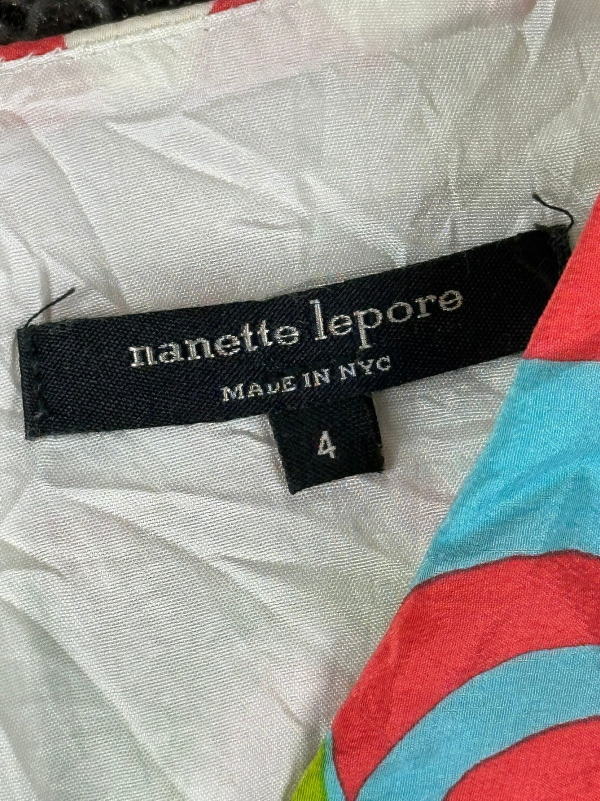 Nanette Lepore 100% Silk Maxi Dress Womens 4 Abstract Print Open Back USA
