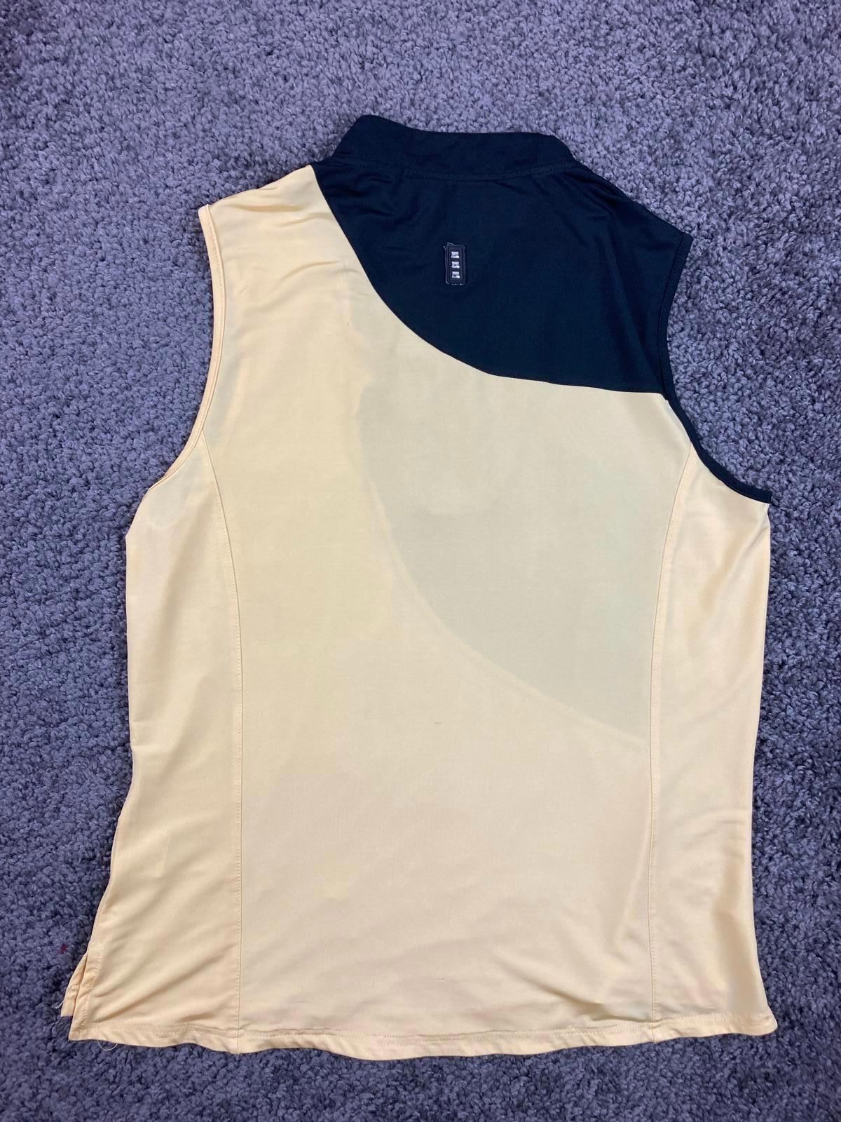 Jamie Sadock Womens Sleeveless Golf Vest Top Size L Yellow Black Zip Front