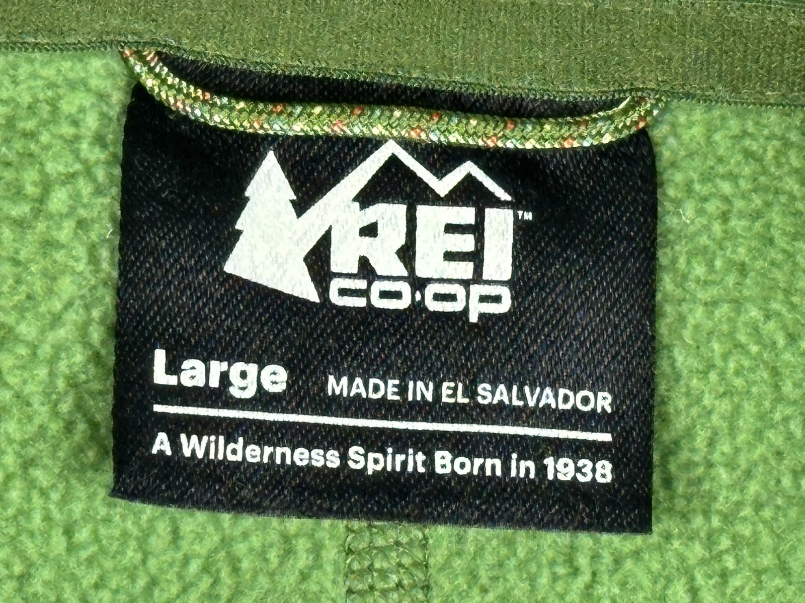 REI Co-op Trailmade Mens Large Fleece Jacket Green Full Zip Colorblock Hiking