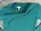 Leith Womens M Teal Green Ribbed Knit Boat Neck Long Sleeve Pullover Sweater