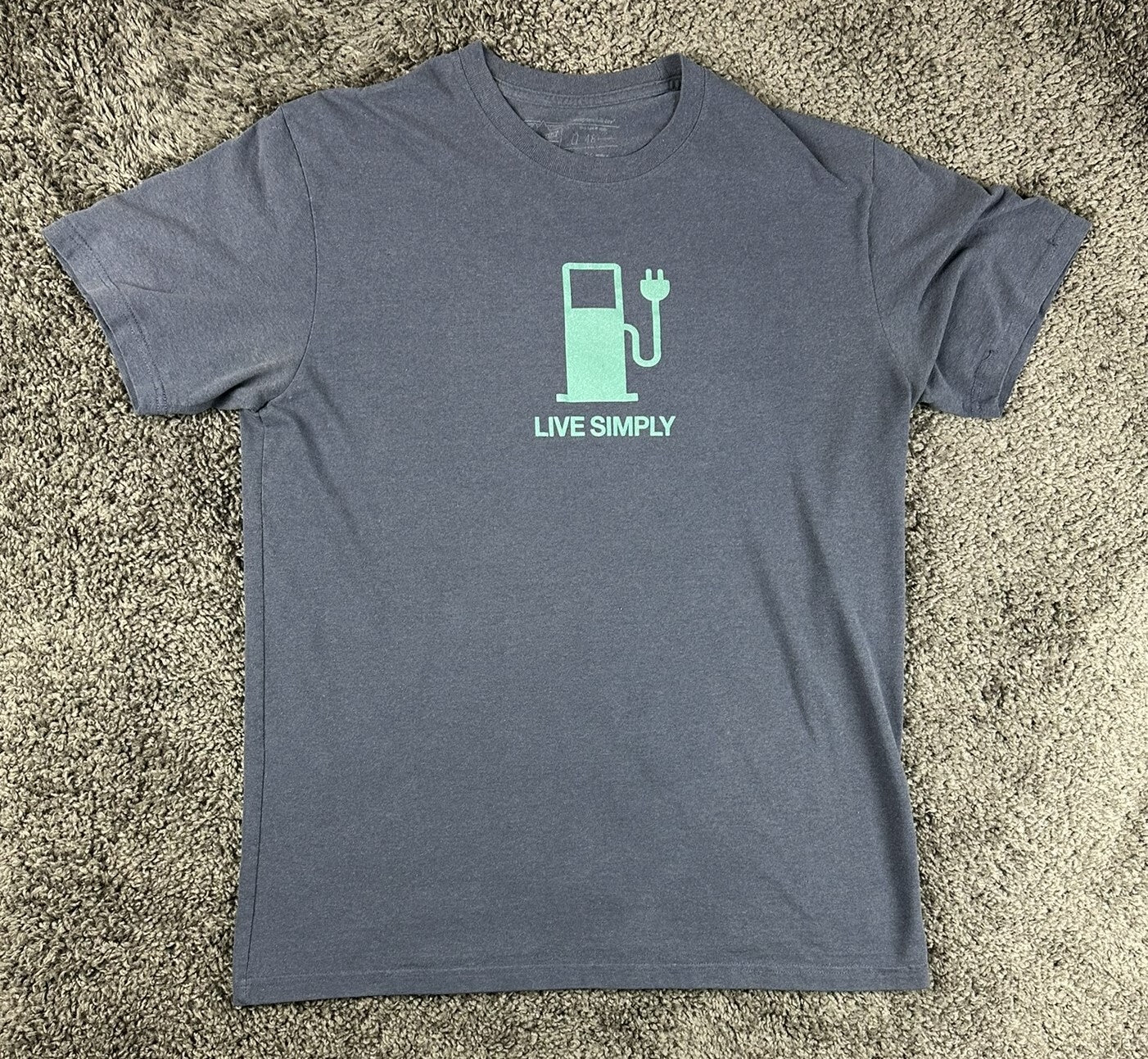 Patagonia Mens Large Blue Live Simply Electric Vehicle Organic Cotton T Shirt