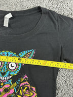 Dia De Los Perros Womens Chihuahua Sugar Skull Day Dead Guitar Shirt XL Fits M
