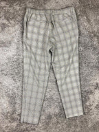 Zara Gray Plaid Dress Pants Womens Elastic Waist Tapered Slim Fit Trousers XL 34