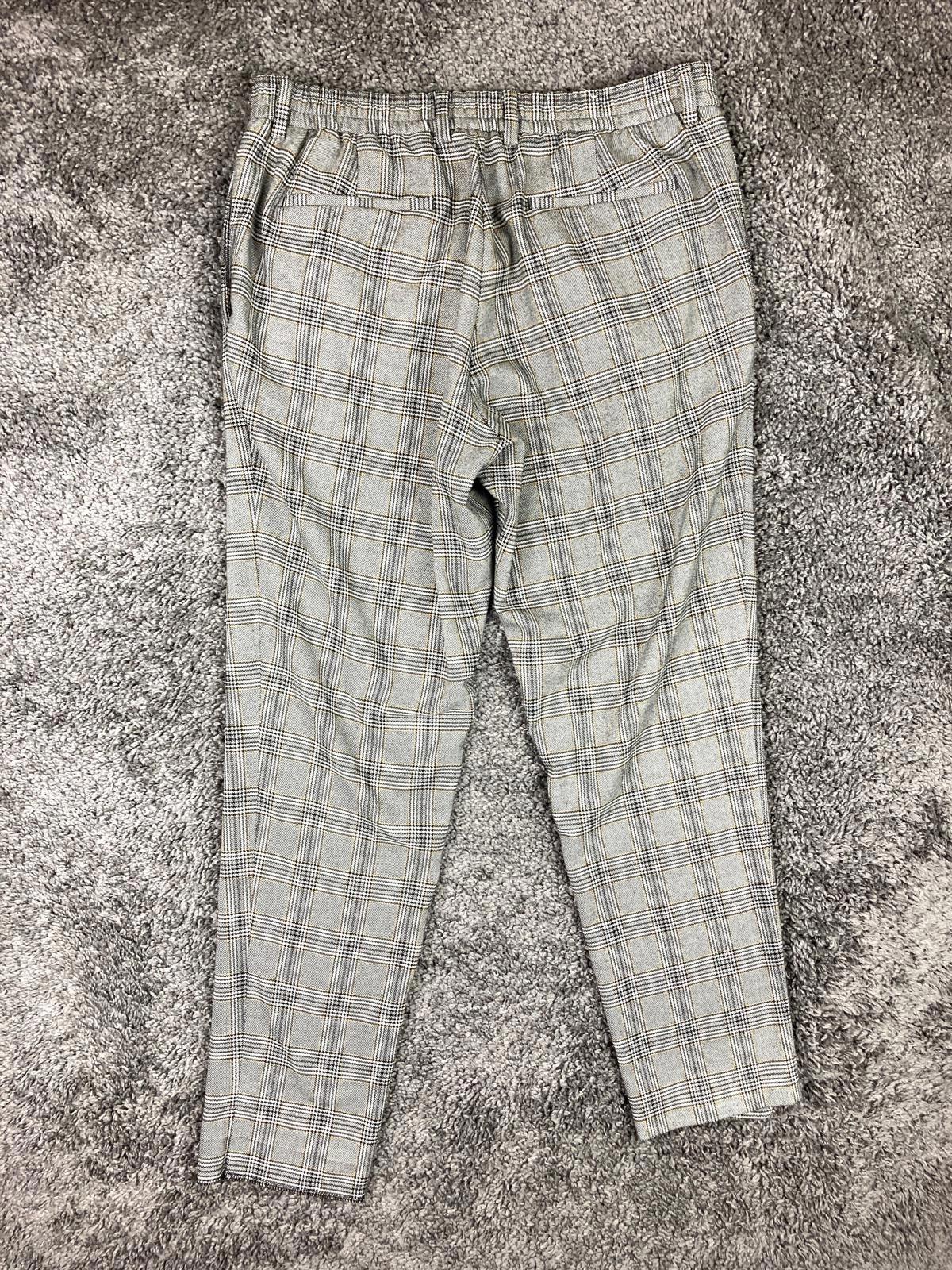 Zara Gray Plaid Dress Pants Womens Elastic Waist Tapered Slim Fit Trousers XL 34