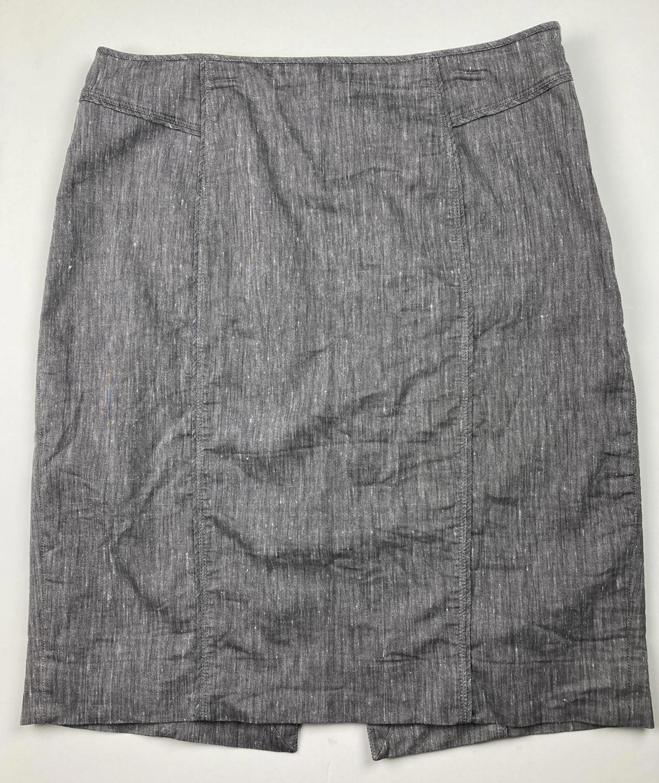 White House Black Market Linen-Blend Pencil Skirt Lined Gray Fleck Women’s Sz 12