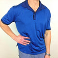 PGA Tour Mens Golf Polo Shirt XL Blue Checkered Short Sleeve Performance Top