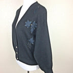 Sweaters Forhey Women's Black Bead Embellished Embroidered Sweater  Sz PXL
