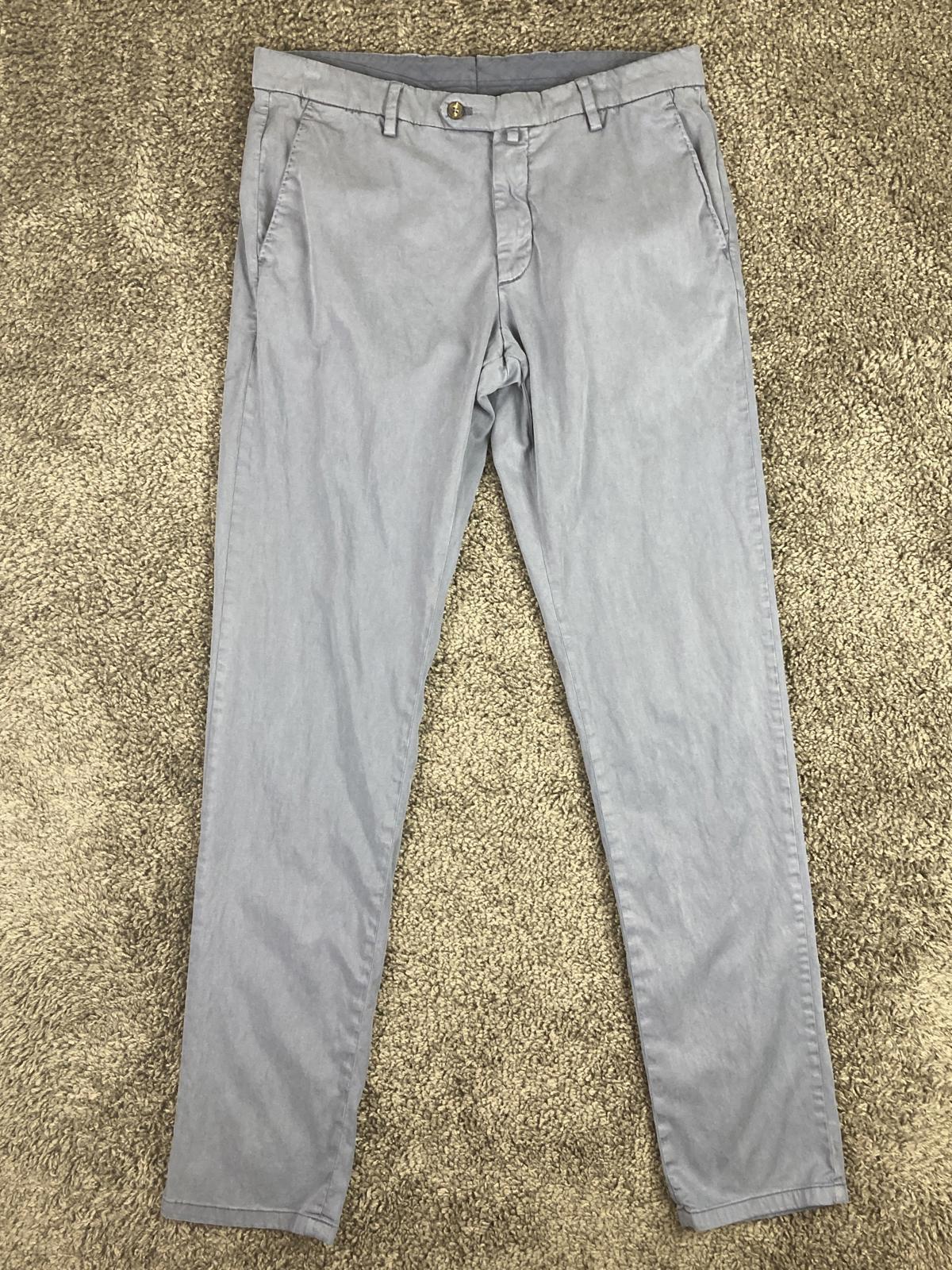 Wolf vs Goat Mens 33x34 Blue Tencel Stretch Chino Pants Made in Italy