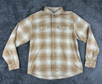 Linksoul Plaid Button Up Shirt Mens XL Tan Cream Long Sleeve