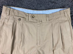 Faconnable Trim Fit Khaki Pleated Cotton Chino Pants Men’s 36 RN58865