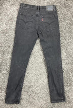Levi's 502 Straight Fit Jeans Black Denim Stretch Dark Wash Youth Sz 16 (28x30)