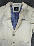 TailorByrd Collection Mens 38R Cream Linen Blend Blazer Paisley Lined Sport Coat