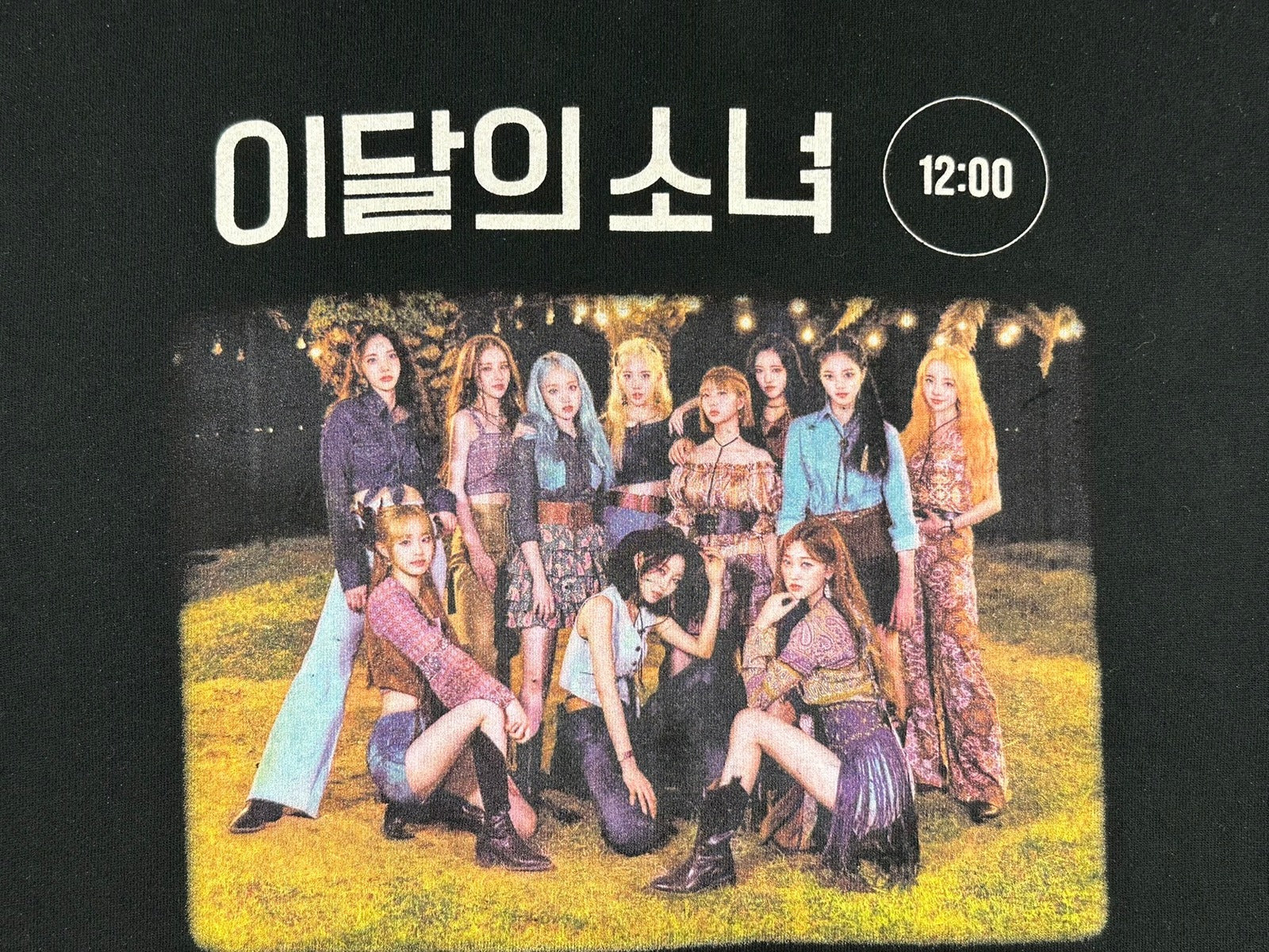 LOONA 12:00 Kpop Album Graphic Crewneck Sweatshirt Black Size XXL Pullover