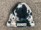 Teddy Fresh Tie-Dye Knit Beanie Hat Black Gray One Size 100% Cotton