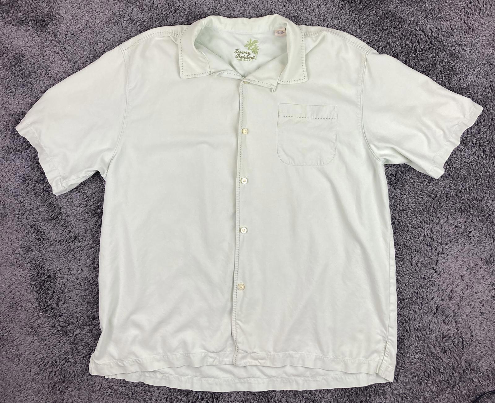 Tommy Bahama Original Fit Light Green Silk Shirt Men’s XL Short Sleeve