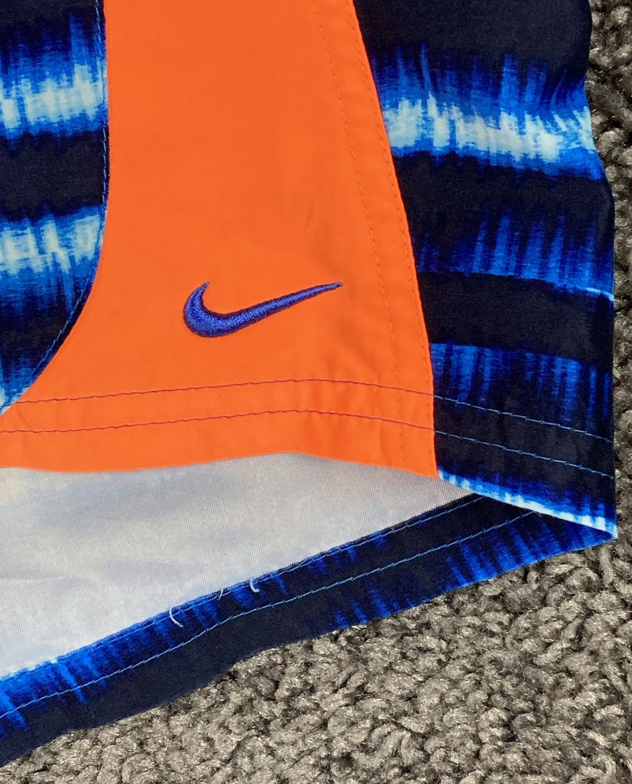 Nike Swim Trunks Mens L Blue Tie Dye Boardshorts Mesh Lined Orange
