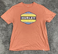 Hurley Mens XL Orange Heather Hexagon Sunset Logo Graphic T-Shirt Premium Fit