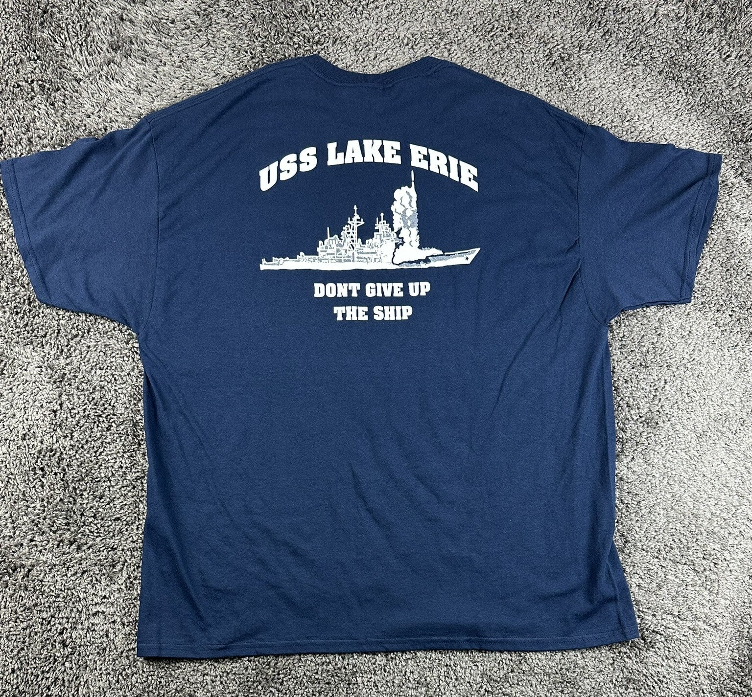 USS Lake Erie CG-70 Mens 2XL Navy Blue US Navy Cruiser Graphic T Shirt NWT
