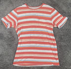 Quiksilver Mens Red Multicolor Stripe Short Sleeve Pocket Tee Size Large