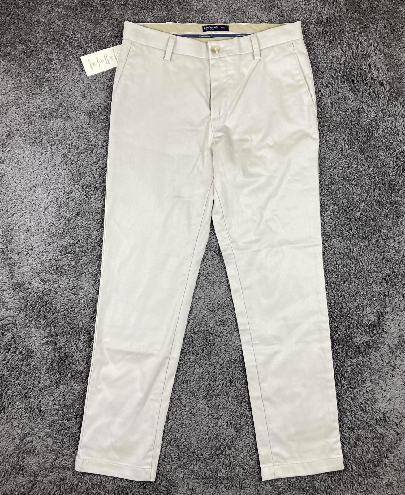 Dockers Signature Khaki Slim Fit Pants Beige Stone Flex Comfort 30x30 NWT