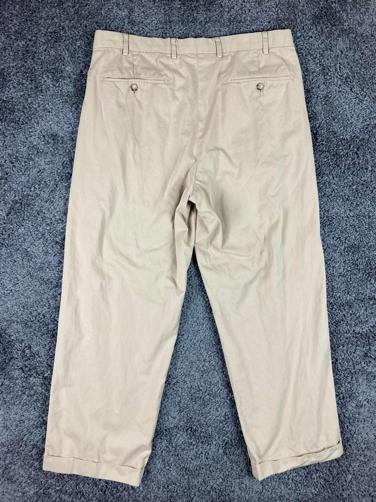 Faconnable Trim Fit Khaki Pleated Cotton Chino Pants Men’s 36 RN58865