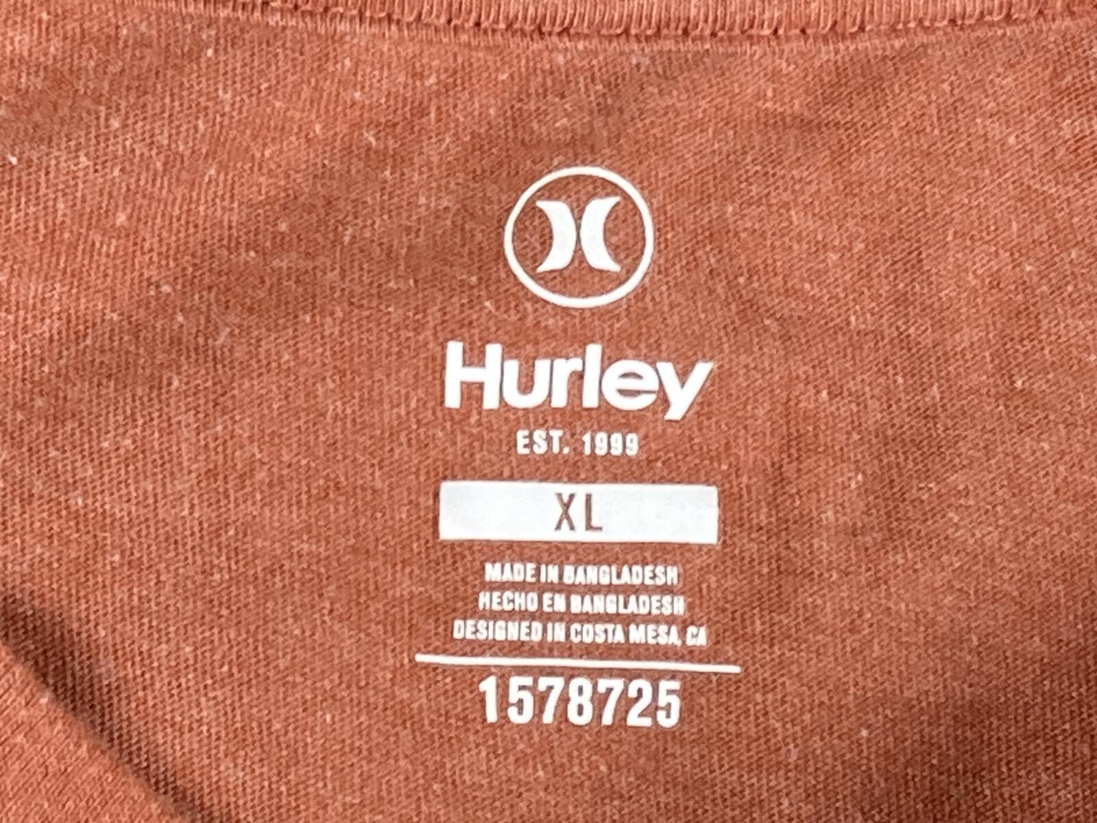 Hurley Mens XL Orange Heather Hexagon Sunset Logo Graphic T-Shirt Premium Fit