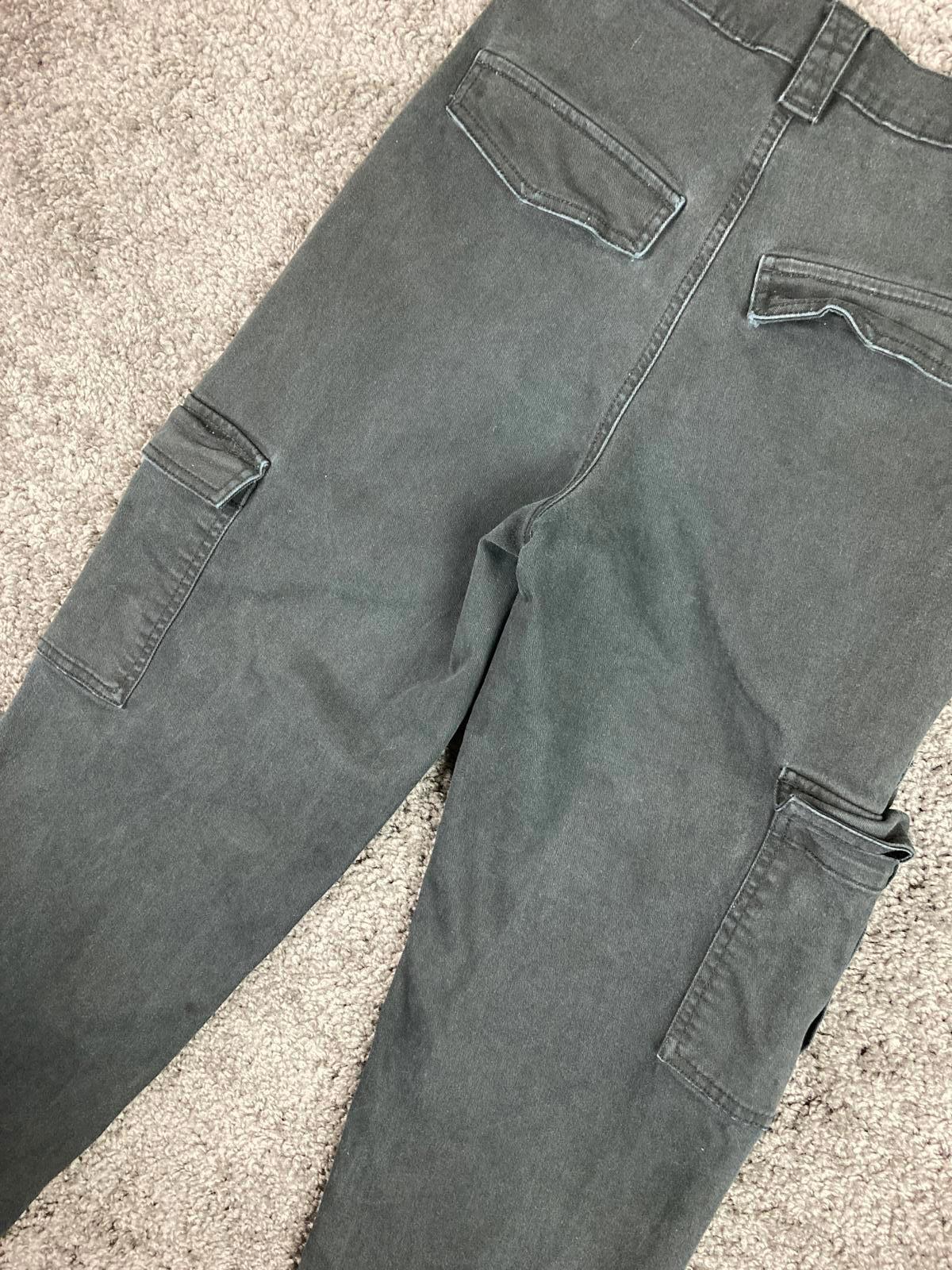 Garage Cargo Pants Women P/S Charcoal Gray Cotton Stretch Straight Leg